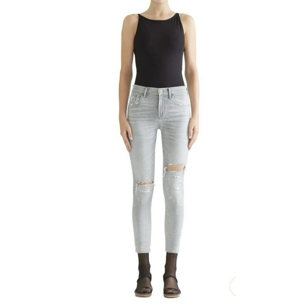 Agolde‎ Sophie Mid Rise Skinny Jeans Women’s 25 Distressed Gray Ankle Stretch